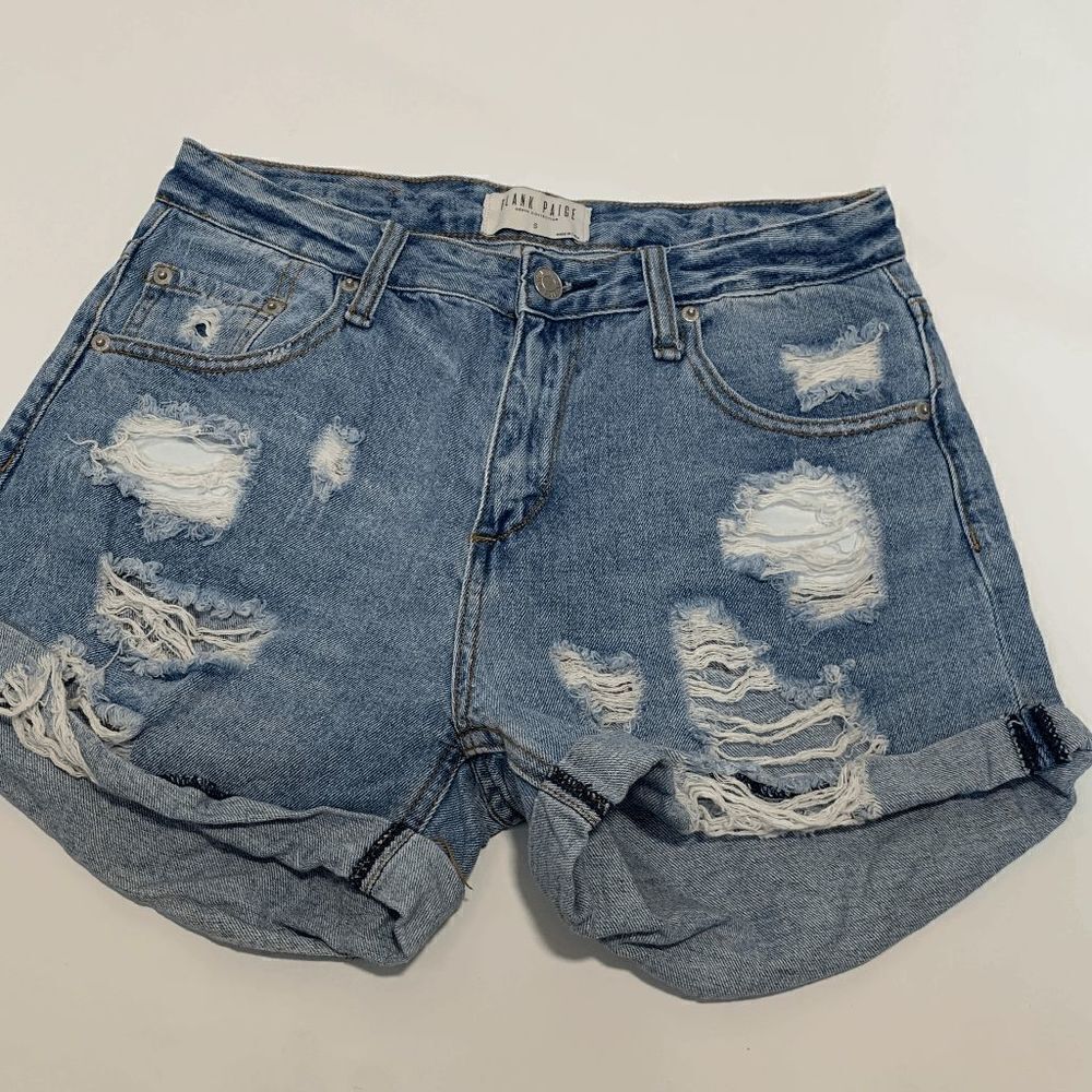 Blank Paige Cuffed Heavy Distressed Denim Short Size S